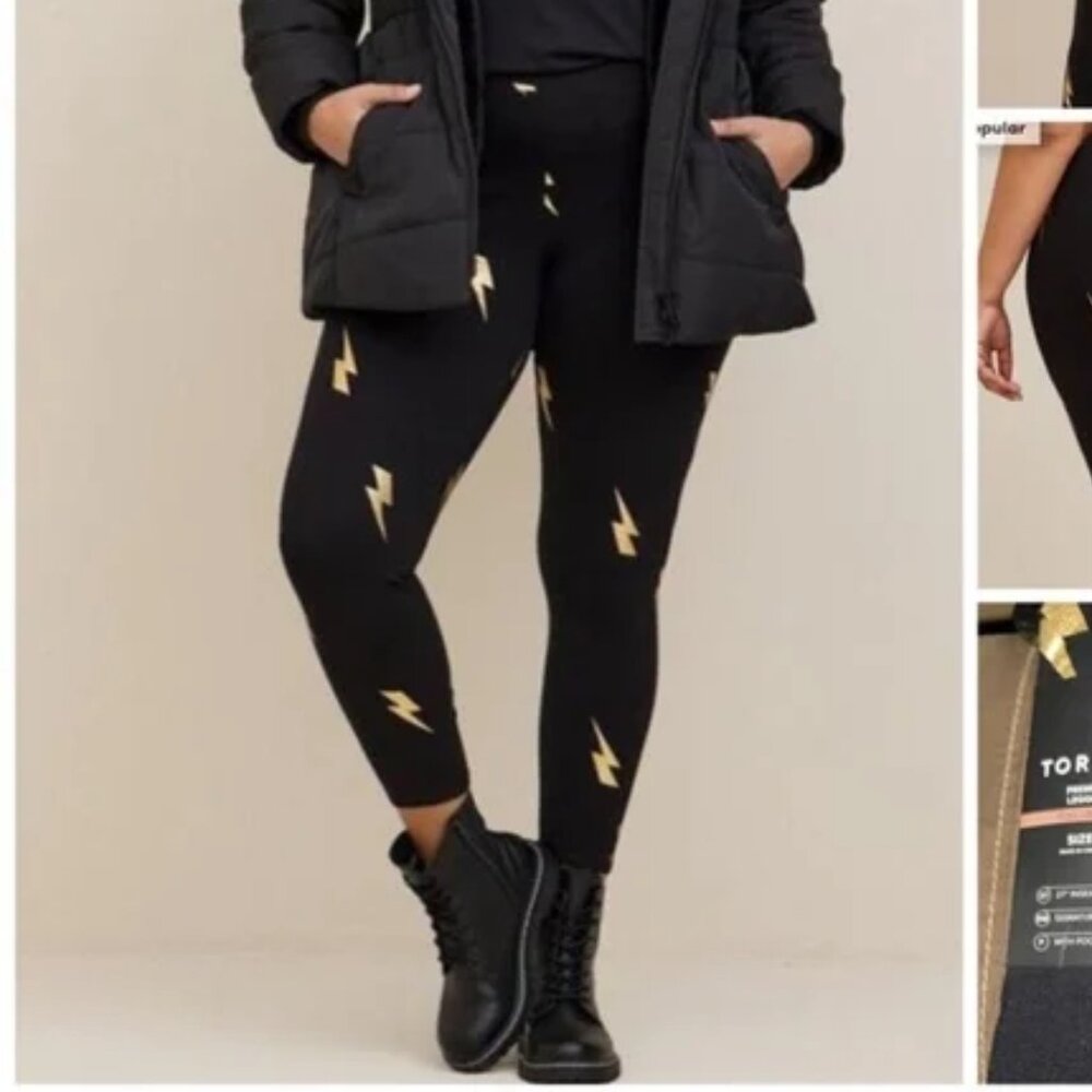 TORRID  Full-Length Signature Pocket Lightning Bolts Leggings size 0 Large 10 12
